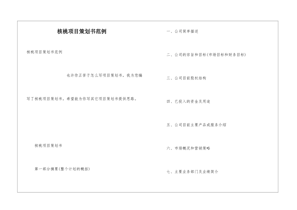 核桃项目策划书范例_第1页