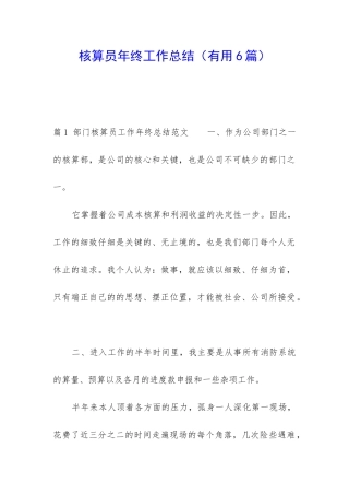 核算员年终工作总结