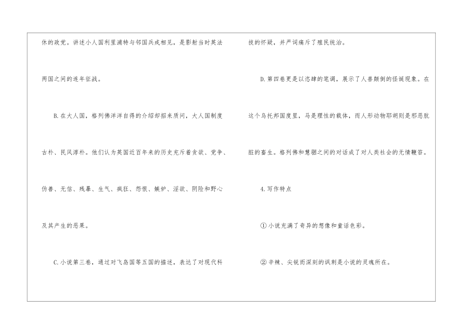 格列佛游记重点考点-格列佛游记知识点整理-语文课外知识-语文知识_第2页