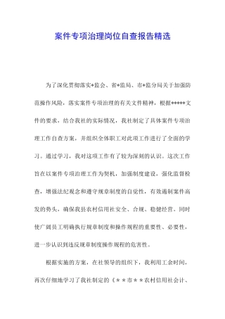 案件专项治理岗位自查报告精选