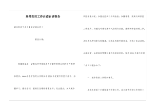 案件防控工作自查自评报告