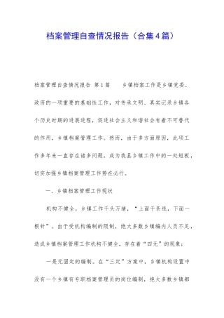 档案管理自查情况报告