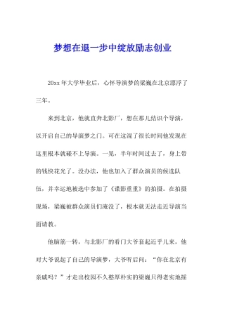 梦想在退一步中绽放励志创业