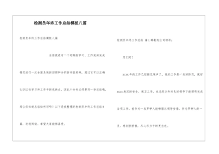 检测员年终工作总结模板八篇