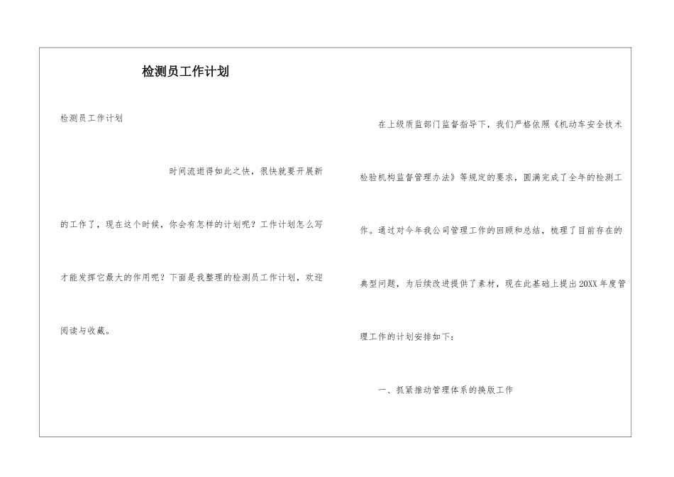 检测员工作计划_第1页