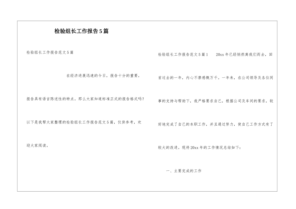 检验组长工作报告5篇_第1页