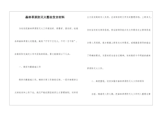 森林草原防灭火整治发言材料
