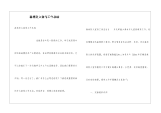 森林防火宣传工作总结