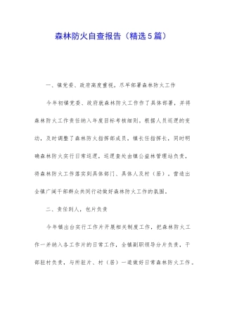 森林防火自查报告