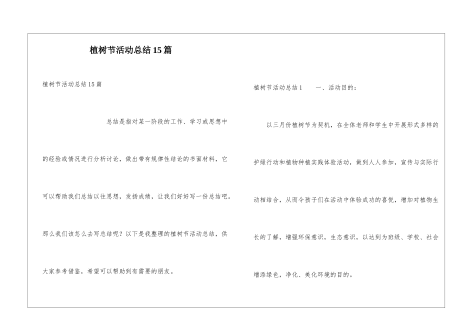 植树节活动总结15篇_第1页