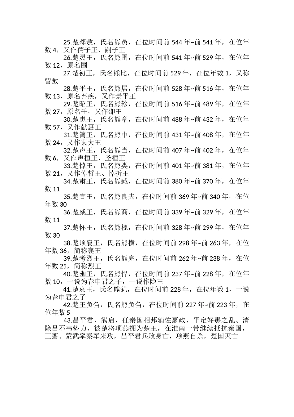 楚国历代国君一览表-楚国有过哪些国君_第2页