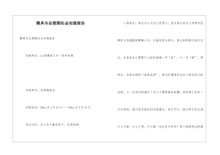 模具专业假期社会实践报告