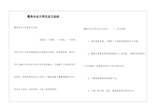 模具专业大学生实习总结