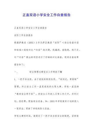 正直双语小学安全工作自查报告-