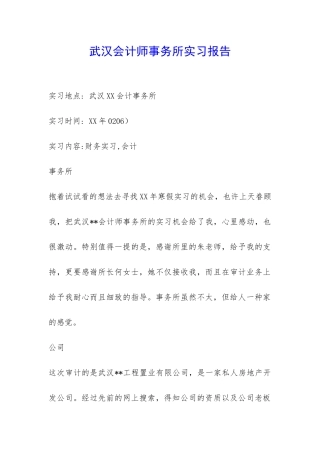 武汉会计师事务所实习报告-