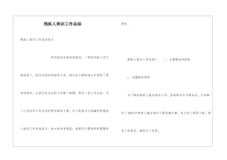 残疾人培训工作总结