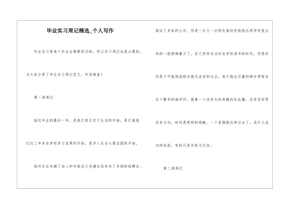 毕业实习周记精选-个人写作_第1页