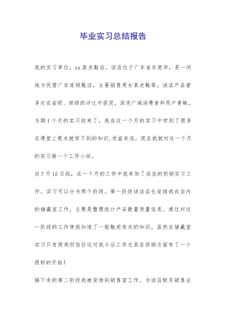 毕业实习总结报告-
