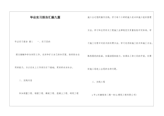 毕业实习报告汇编九篇
