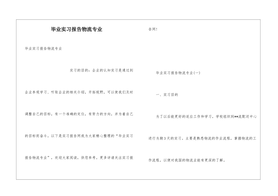 毕业实习报告物流专业_第1页