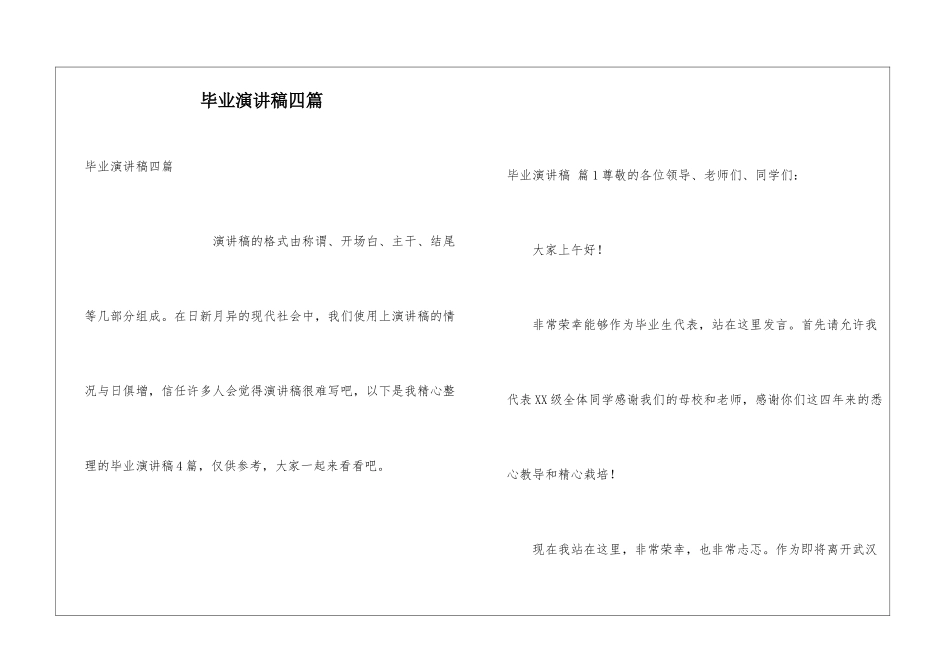 毕业演讲稿四篇_第1页