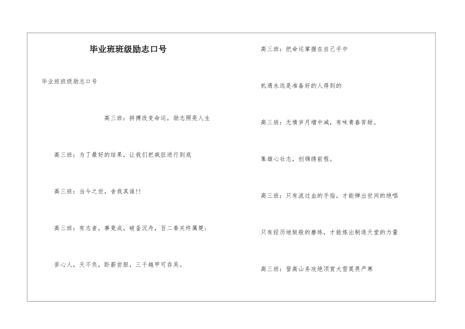 毕业班班级励志口号_第1页