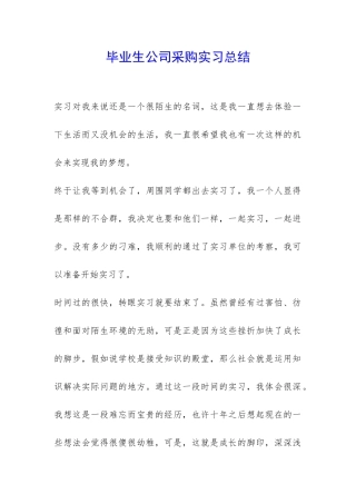 毕业生公司采购实习总结-