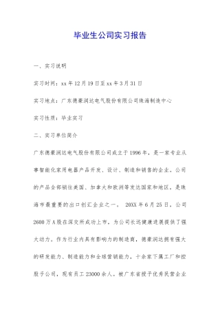 毕业生公司实习报告-