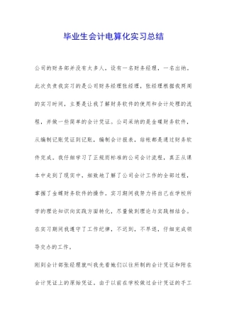 毕业生会计电算化实习总结-