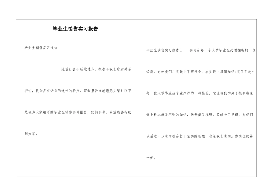 毕业生销售实习报告_第1页
