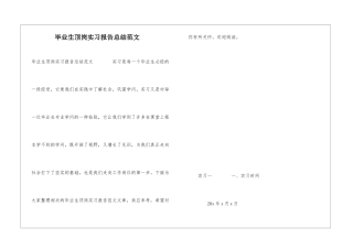 毕业生顶岗实习报告总结范文