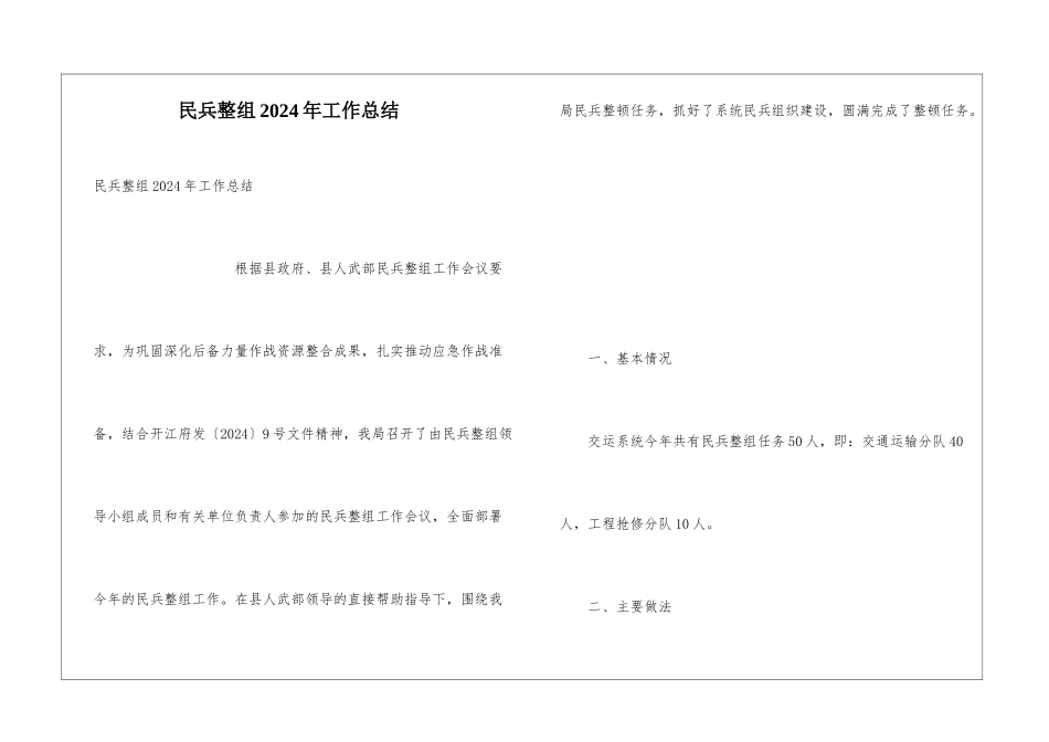 民兵整组2024年工作总结_第1页