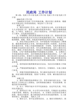 民政局-工作计划
