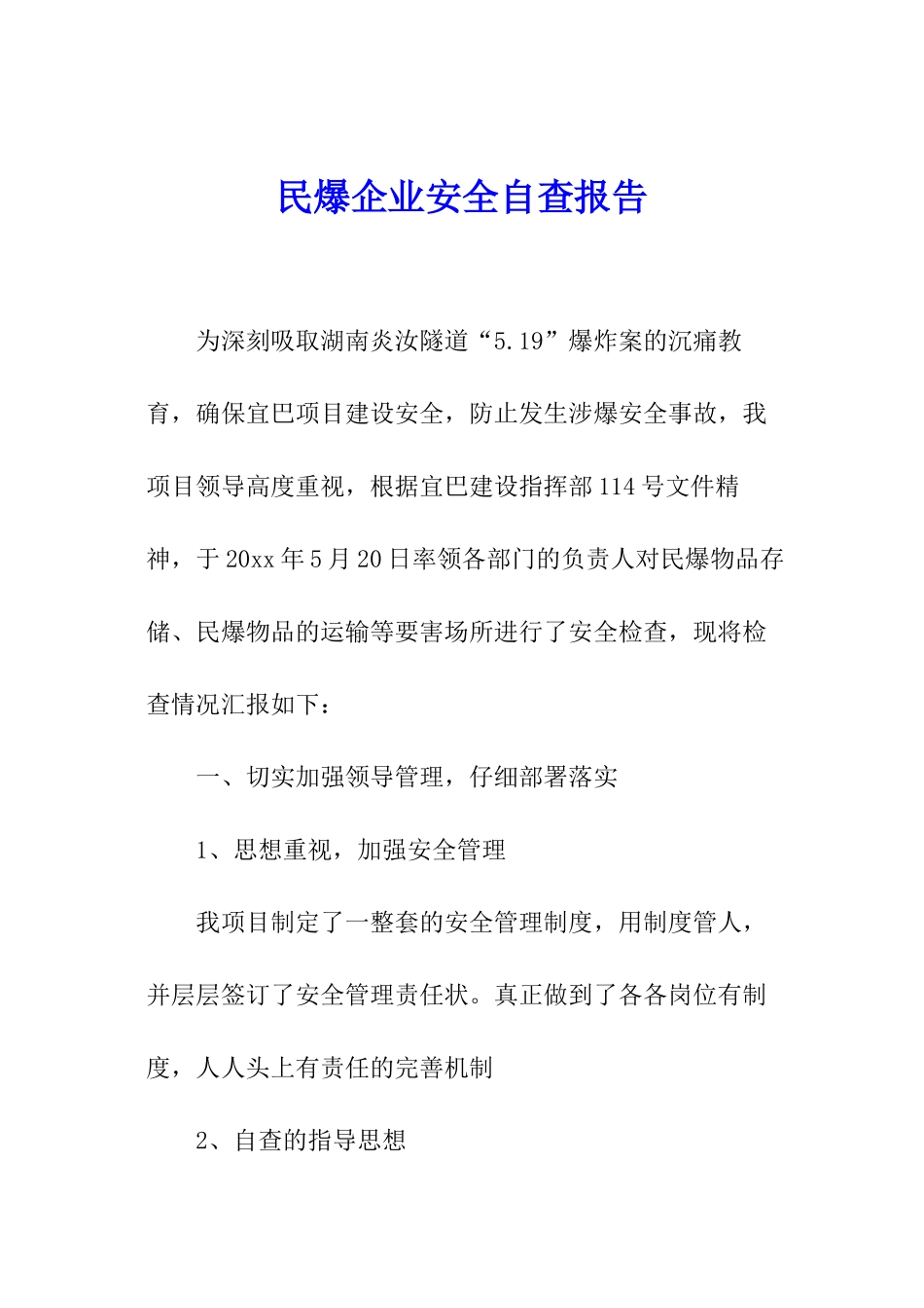 民爆企业安全自查报告_第1页