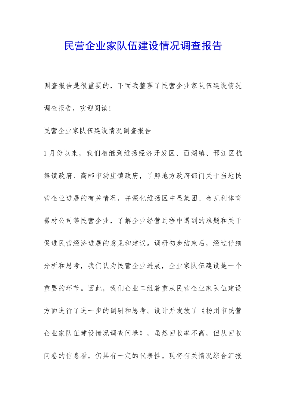 民营企业家队伍建设情况调查报告-_第1页