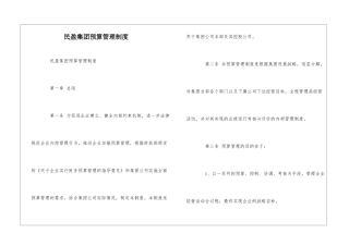 民盈集团预算管理制度--