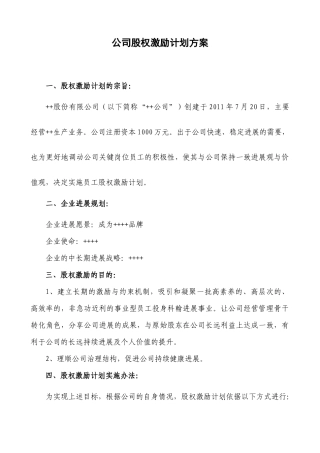 民营股份公司股权激励方案