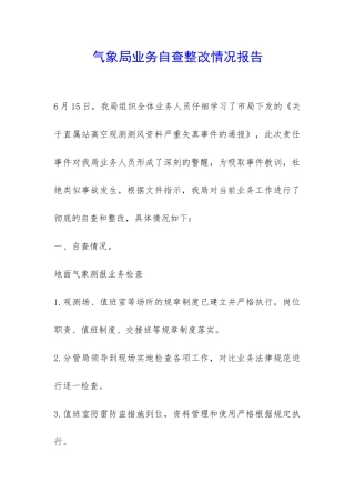 气象局业务自查整改情况报告-