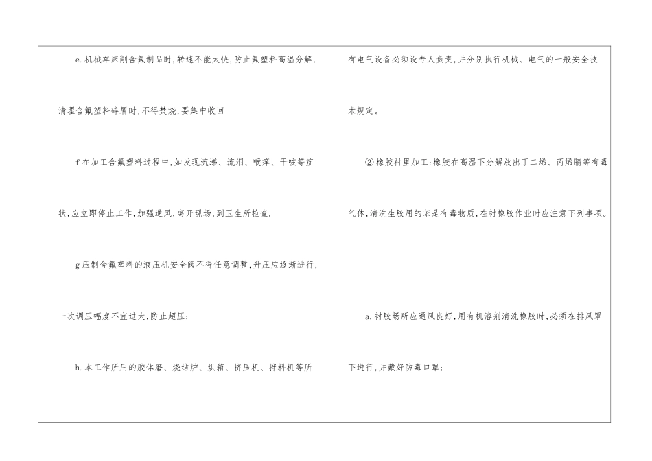 氟塑料和衬胶加工安全技术操作规程_第2页