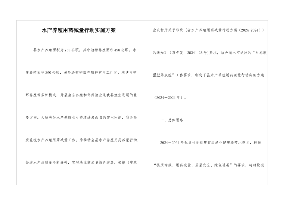 水产养殖用药减量行动实施方案_第1页