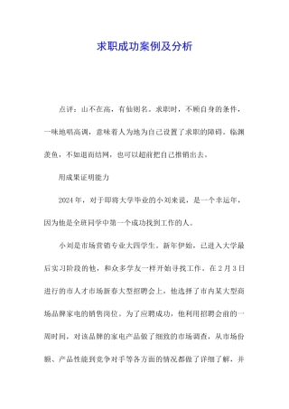 求职成功案例及分析