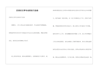 汉语言文学专业的实习总结