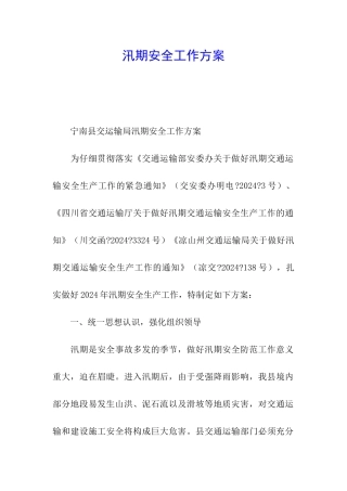 汛期安全工作方案