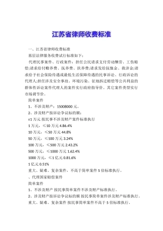 江苏省律师收费标准