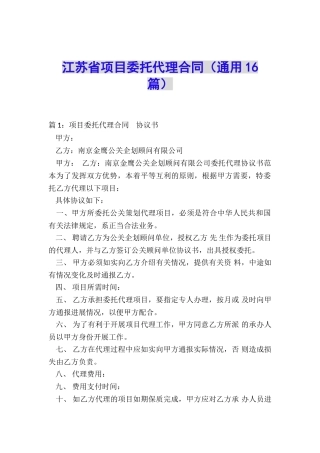 江苏省项目委托代理合同