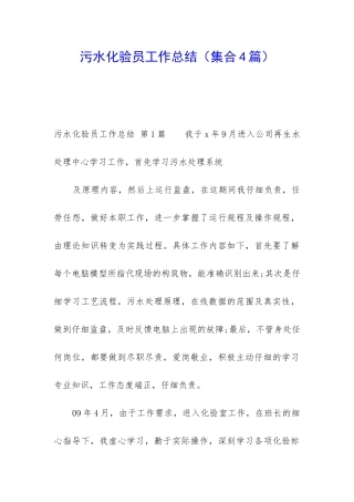 污水化验员工作总结