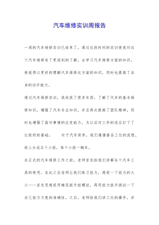 汽车维修实训周报告-