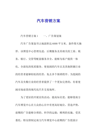 汽车营销方案