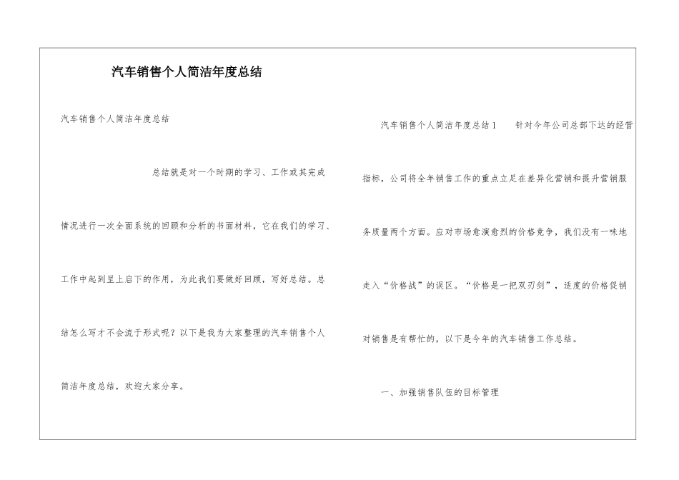 汽车销售个人简洁年度总结_第1页