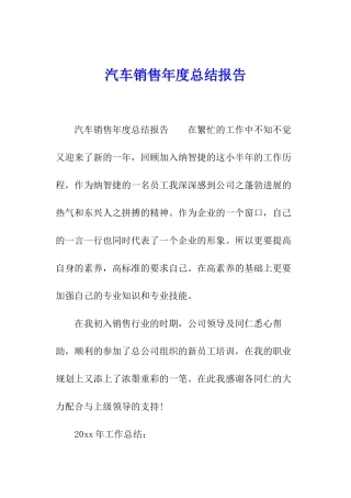 汽车销售年度总结报告